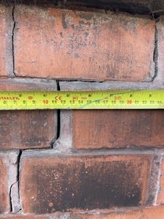 Measured brickwork crack caused by possible foundation movement